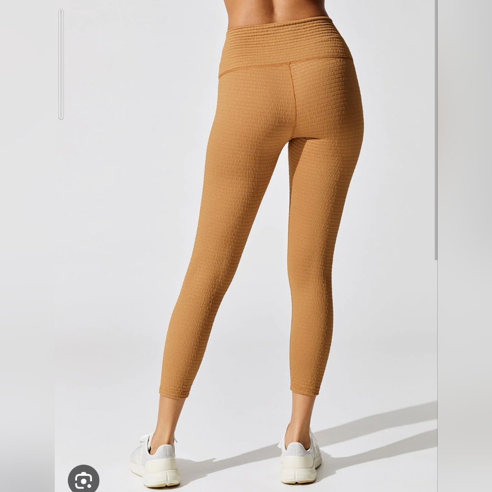 NWT Brown Sugar CARBON38 Hi-Rise 7/8 Jacquard Leggings S High Waist Tan Small - Picture 2 of 6